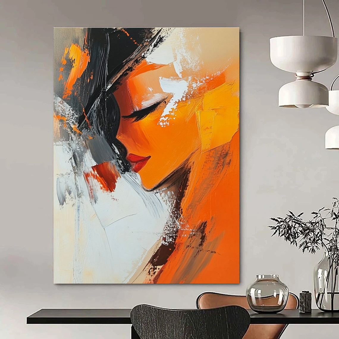 Abstract Woman's Profile in Warm Tones for Bohemian Bedroom & Art - Inspired Salon STSC151