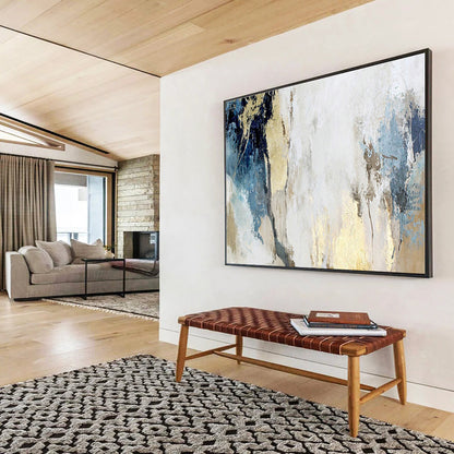 Blue - Gold Abstract Art for Contemporary Dining Rooms DLZ2512