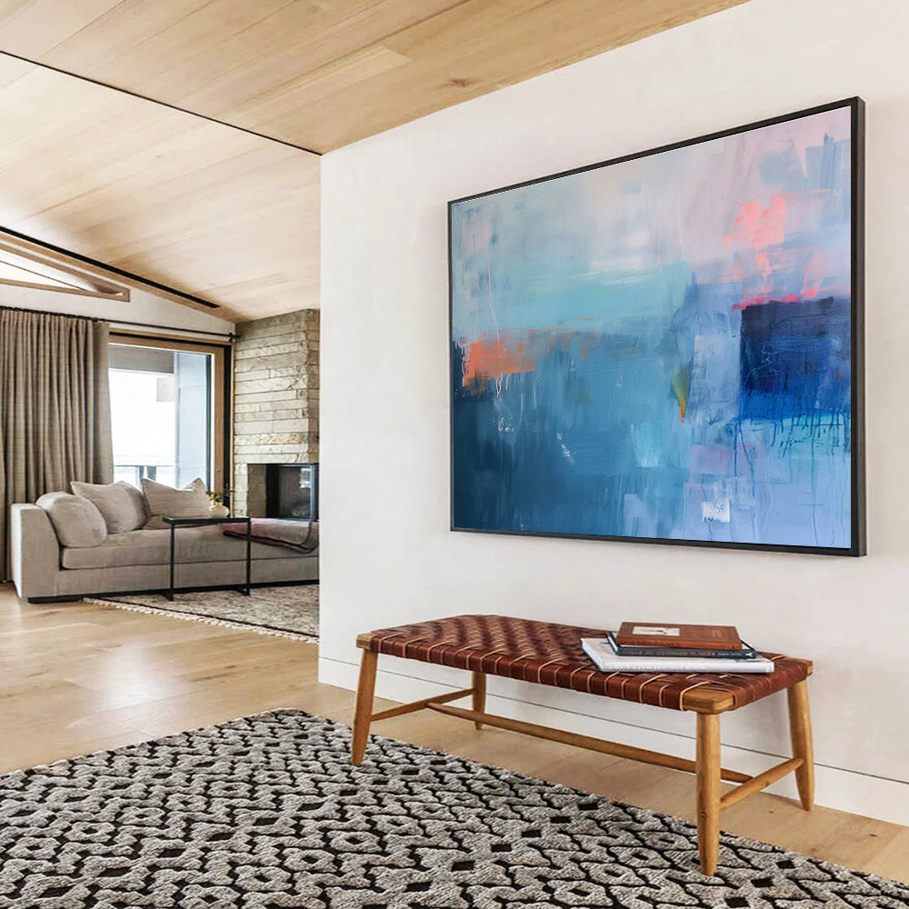 Blue - Toned Abstract Composition Art for Modern Lounge Bar DLZ2862