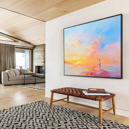 Solitary Figure at Sunset Art for Coastal Home Bedroom & Romantic Restaurant SC281