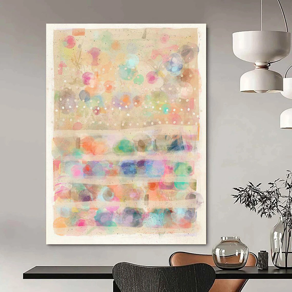 Colorful Polka Dot Art for Kids' Playroom Walls DLZ0104