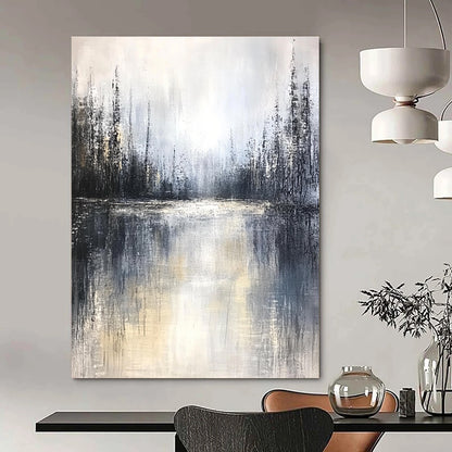Grayish Forest Lake Art for Bedroom & Spa STSC083