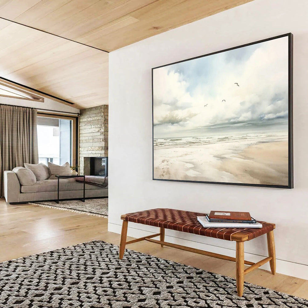 Ethereal Watercolor Seaside Painting for Coastal - Themed Bedroom Retreat DLZ2704