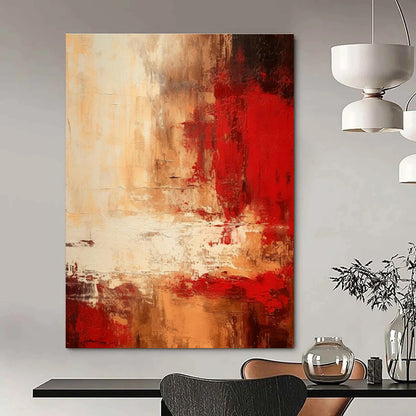 Red - Brown Abstract Art for Steakhouse Dining Room & Rustic Home Library DLZ1655