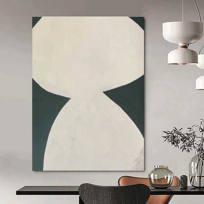 White Double - Shape Abstract Art for Minimalist Gallery & Home Study DLZ1088