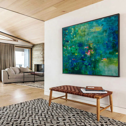 Green - Blue Deep Abstract Art for Calming Meditation Spaces DLZ2421