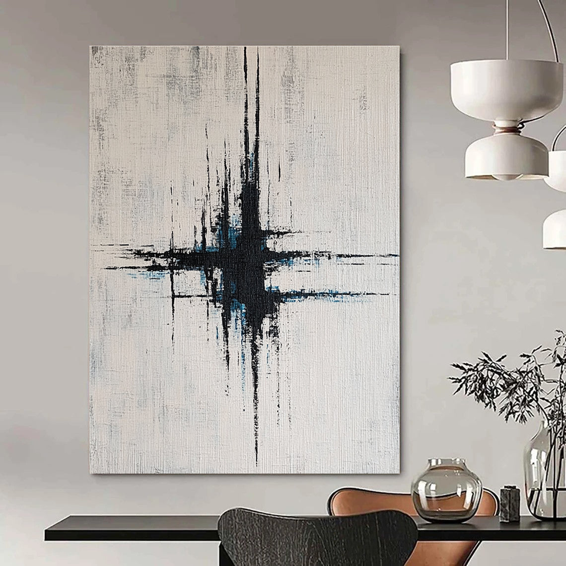 Black and Blue Abstract Cross for Luxury Spa & Modern Home Theater STSC439