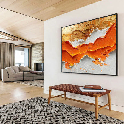 Orange Mountain Relief Art for Modern Dining Room DLZ2848
