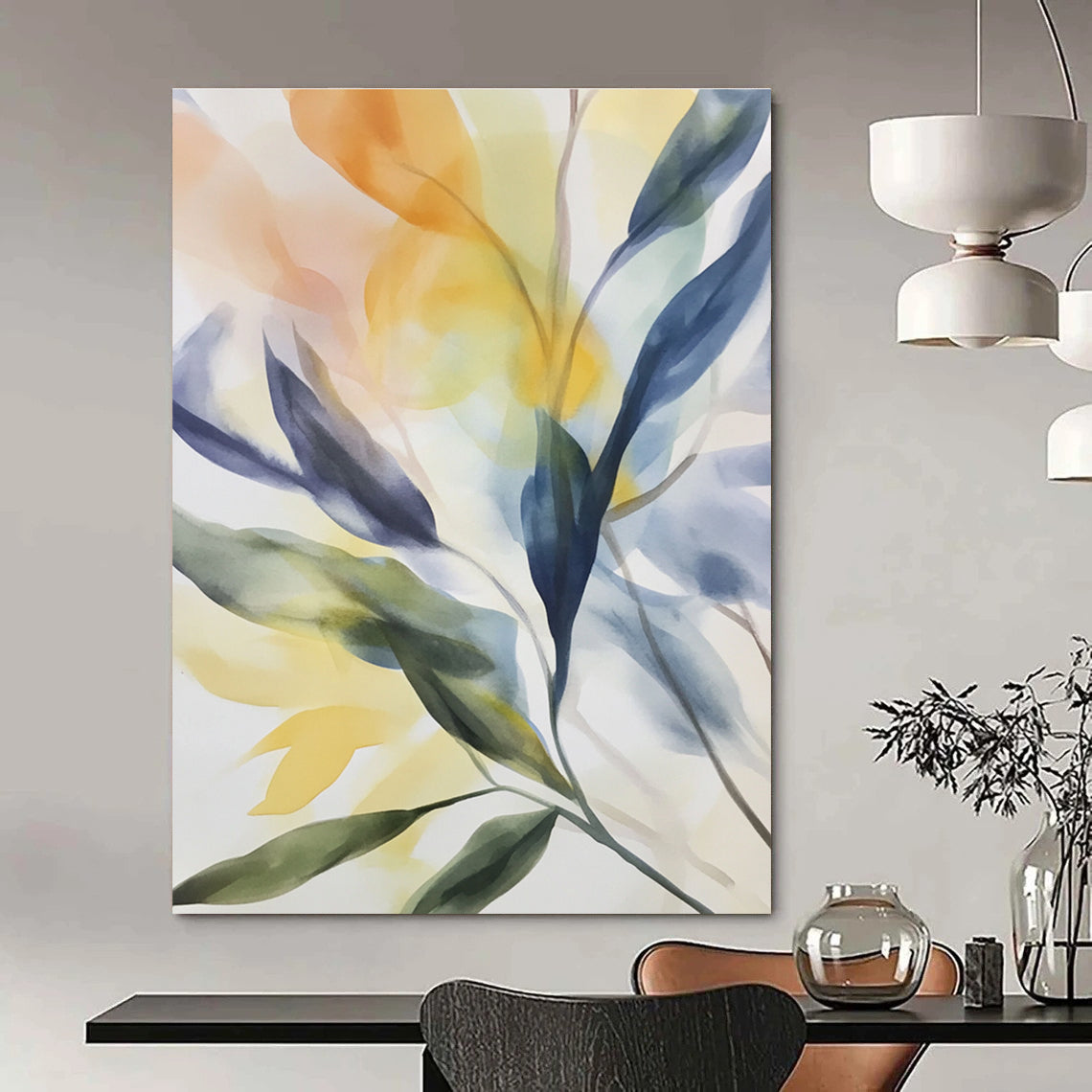 Soft Leaf Watercolor for Serene Home Office & Nature - Inspired Nursery STSC502
