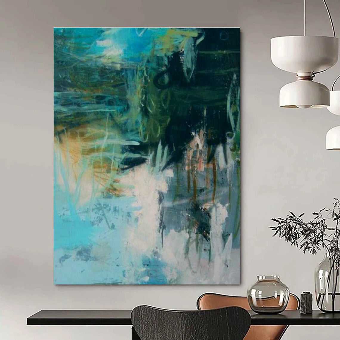 Blue - Green Abstract Art for Modern Home Studio & Creative Café Pop - Up Corners DLZ0296