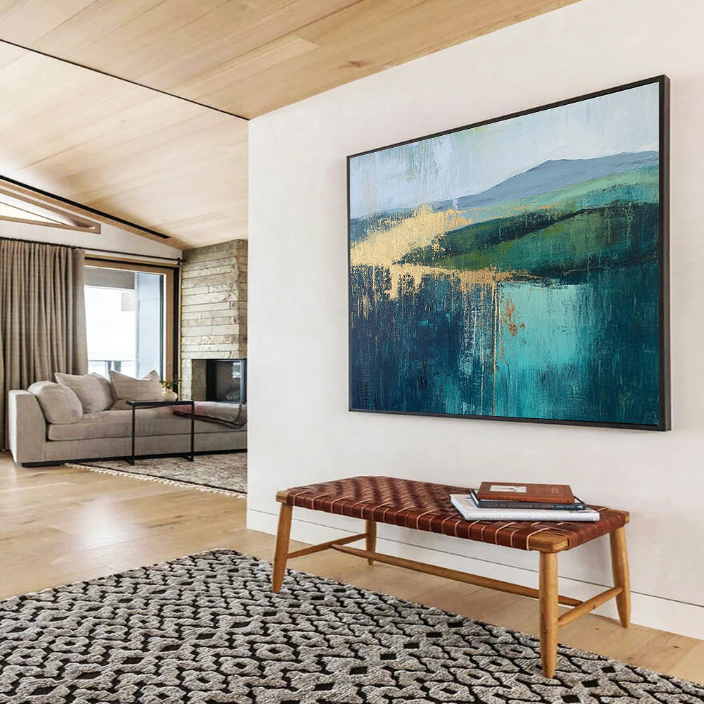 Green and Gold Landscape Art for Botanical - Themed Home & Luxury Spa SC315