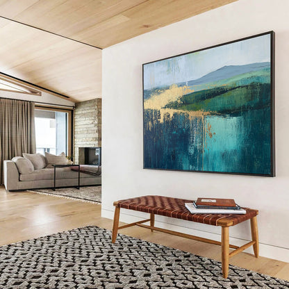 Green and Gold Landscape Art for Botanical - Themed Home & Luxury Spa SC315