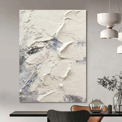 White - Blue Impasto Abstract Art for Beachfront Yoga Studio & Modern Beach House DLZ1265