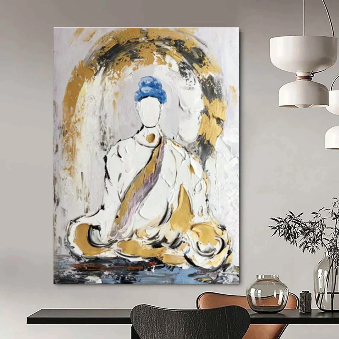 Abstract Buddha Painting for Zen Meditation Room & Spiritual Home Decor DLZ0862