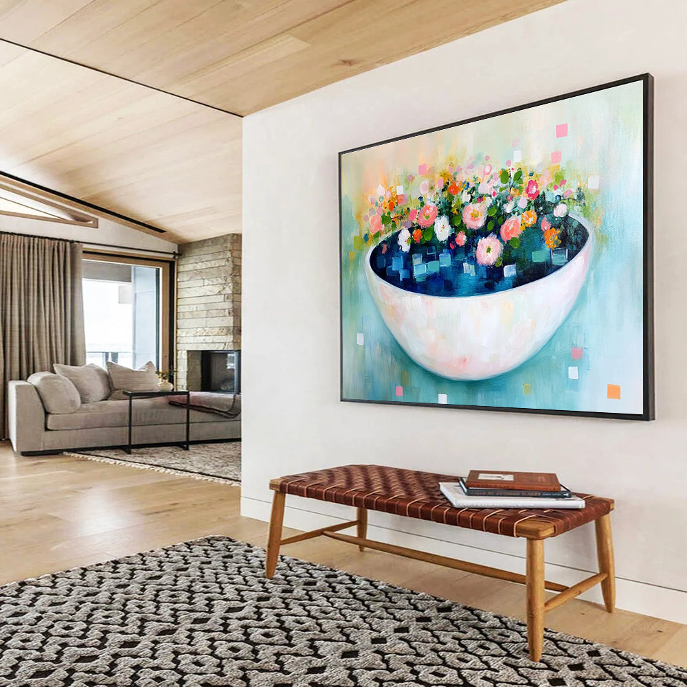 Floral Bowl Abstract Art for Charming Kitchen & Feminine Boutique SC343