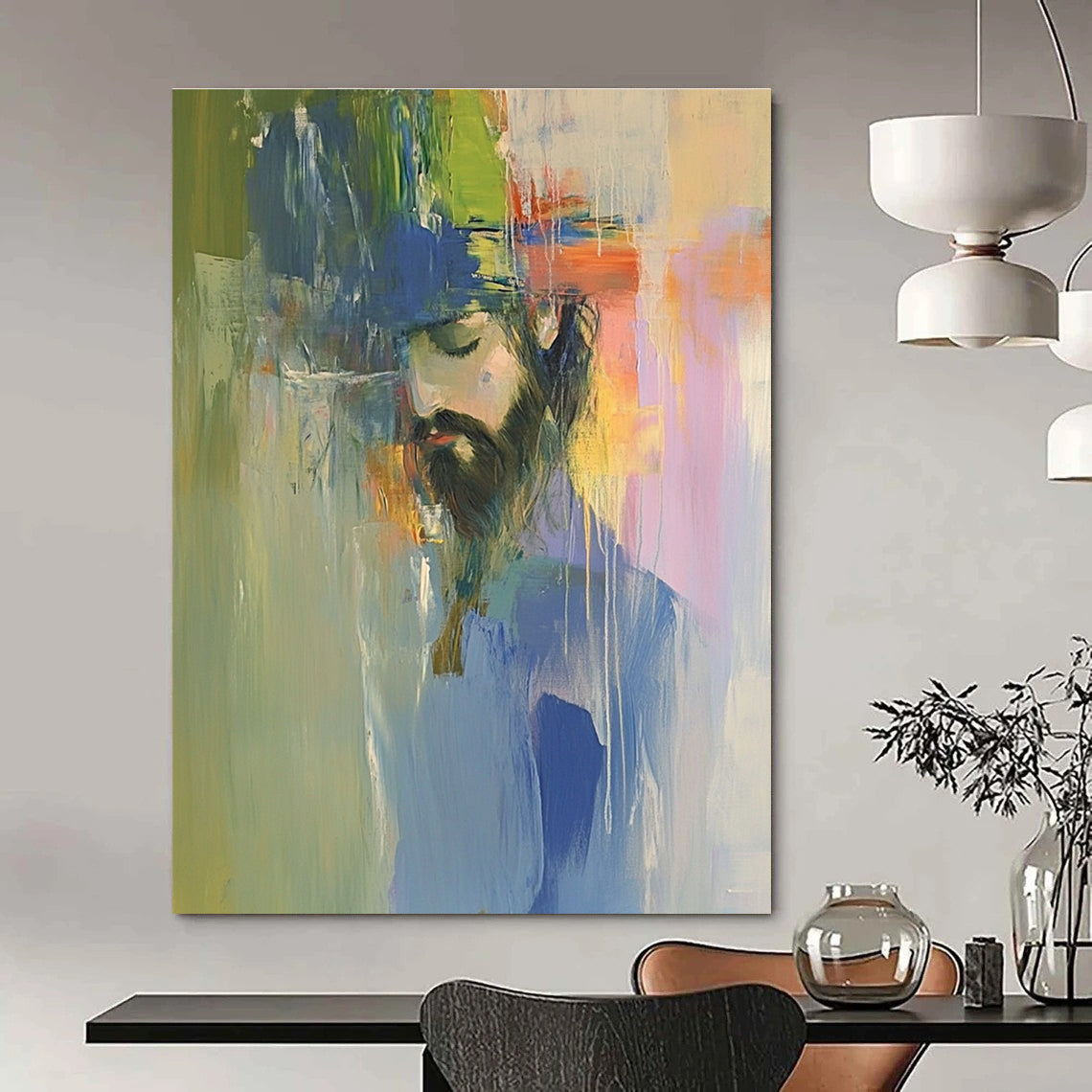 Colorful Abstract Portrait for Bohemian - Style Bedroom & Creative Studio STSC593