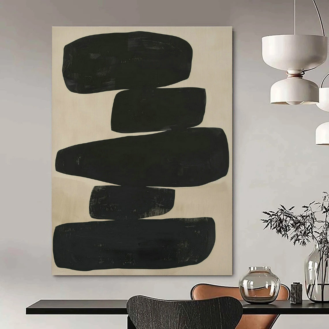 Black - Brown Geometric Abstract Art for Mid - Century Modern Home & Art Gallery Pop - Up DLZ1833