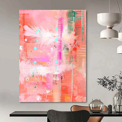 Pink Feather Abstract for Girly - Chic Home Office & Vibrant Art Café STSC455