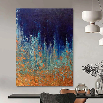Blue - Orange Abstract Art for Lakeside Cabin Porch Areas DLZ0054