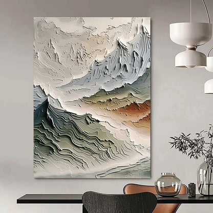 Gray - White Textured Landscape Art for Alpine Ski Lodge & Nature Photography Studio DLZ0988