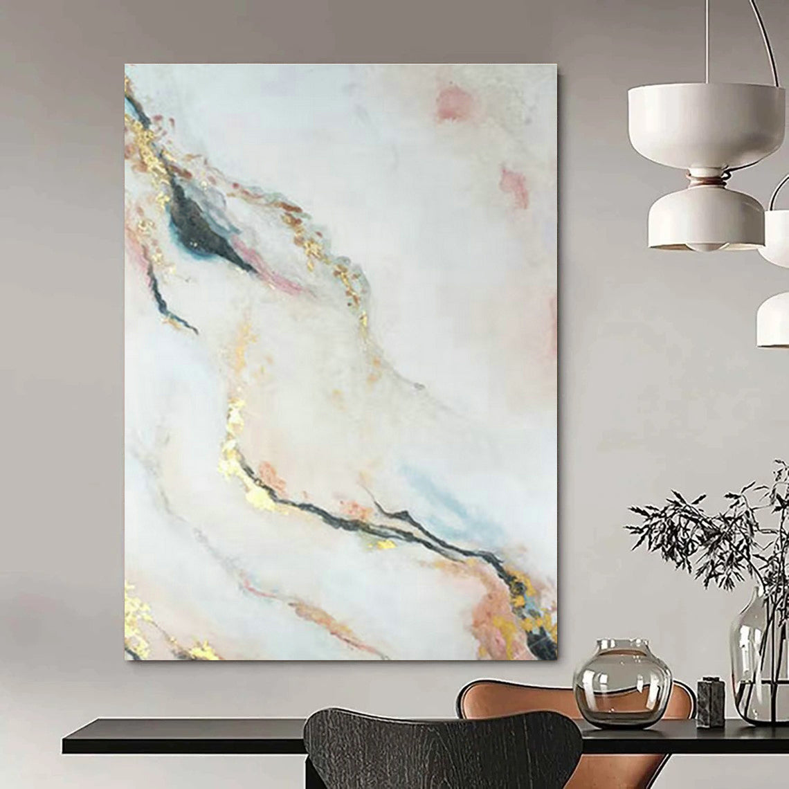Pink & Gold Marble - Effect Art for Boutique Hotel Lobby & Glam Bathroom DLZ0673