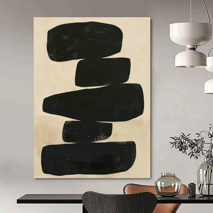 Black Abstract Stone - like Art for Living Room & Office DLZ0429