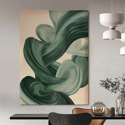 Green Flowing Ribbon Art for Bedroom & Living Room DLZ0415