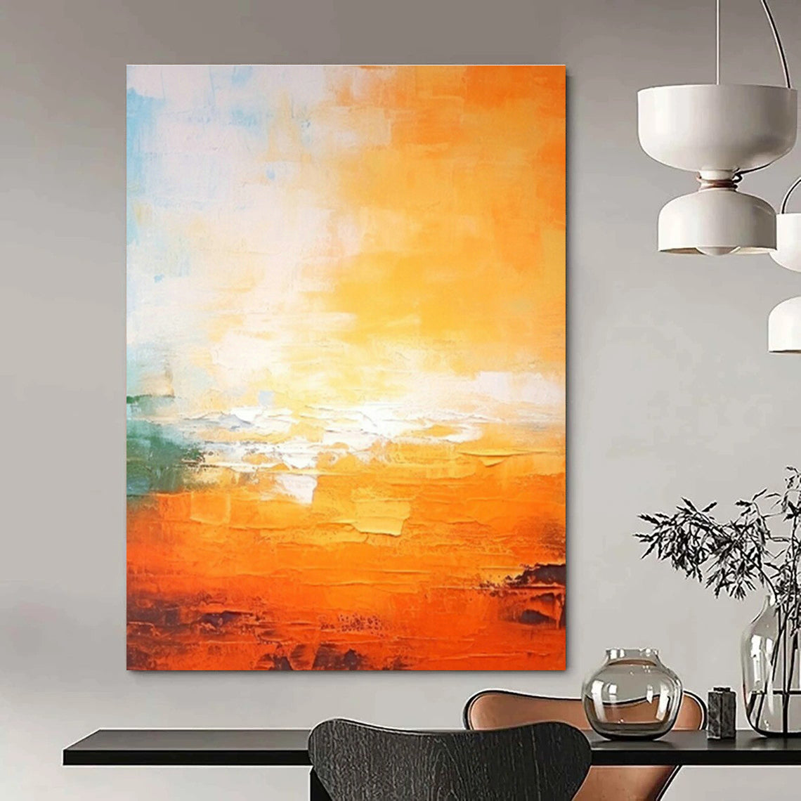 Orange - Yellow Gradient Abstract Art for Modern Sunroom & Vibrant Café DLZ0741