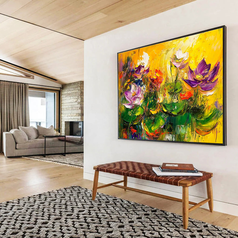 Vibrant Lotus Flowers Art for Asian - Inspired Restaurant & Wellness Center SC195