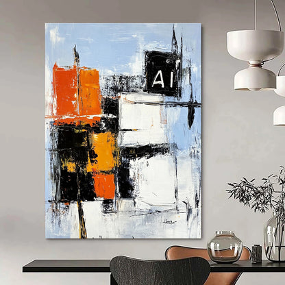Abstract Color Block with “AI” for Tech - Inspired Office & Modern Art Space STSC742
