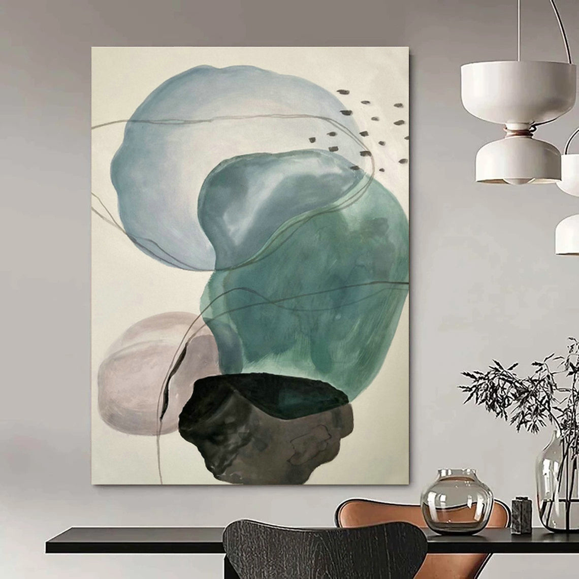 Colorful Ink - Wash Geometric Art for Eclectic Living Room & Modern Boutique Hotel DLZ0757