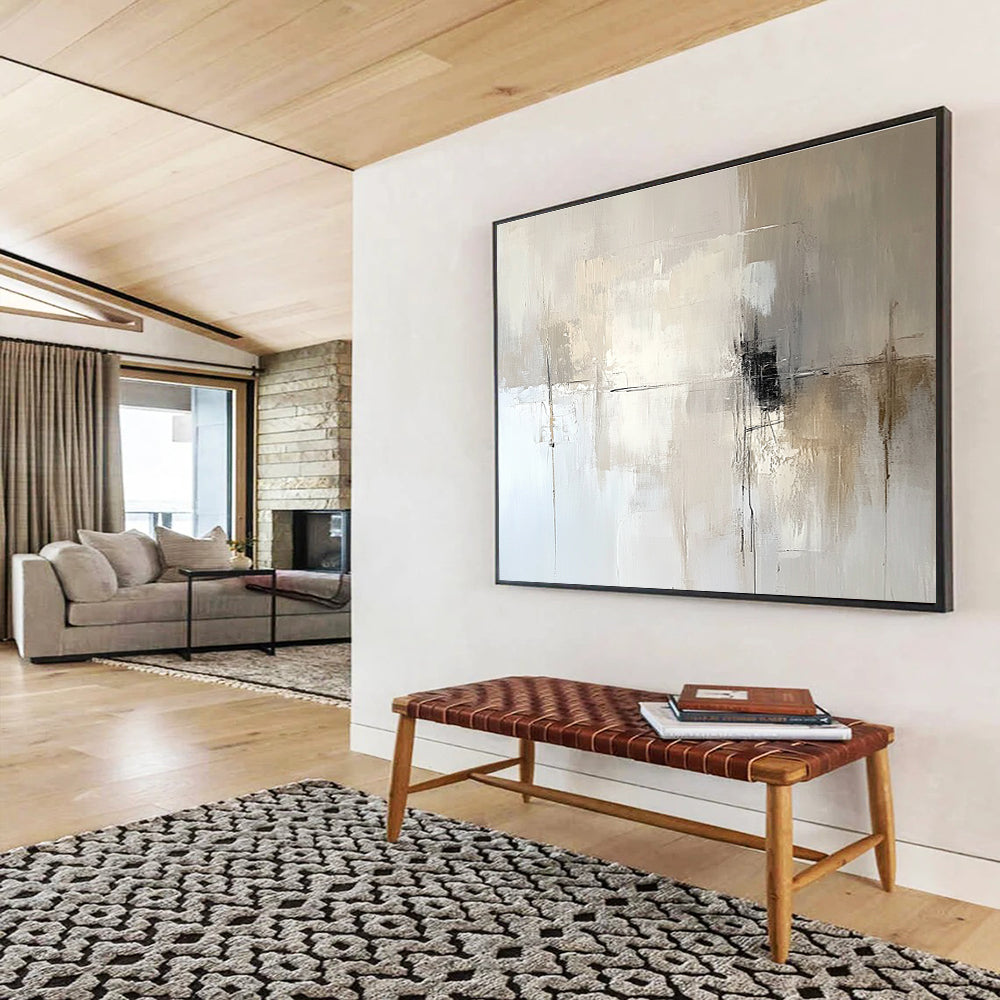 Neutral Abstract Composition Art for Minimalist Living Room & Modern Office Reception SC291