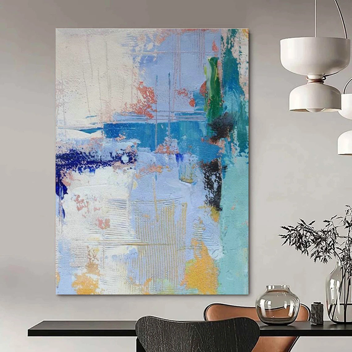 Colorful Blue Abstract Art for Living Room & Office DLZ0335