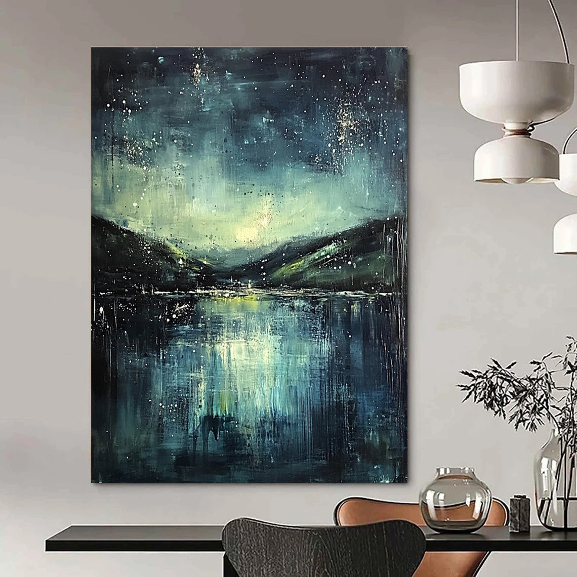 Starry Night Lake for Nature - Lover’s Living Room & Lakeside Cottage STSC294