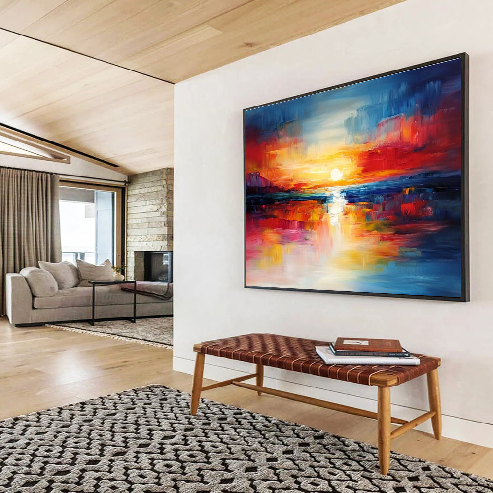 Colorful Sunset Art for Living Room & Beachfront Hotel SC561