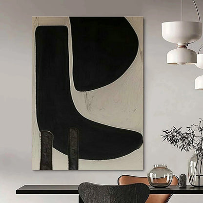 Black and White Curved Abstract Art for Scandinavian - Style Home & Art - Themed Library DLZ1975