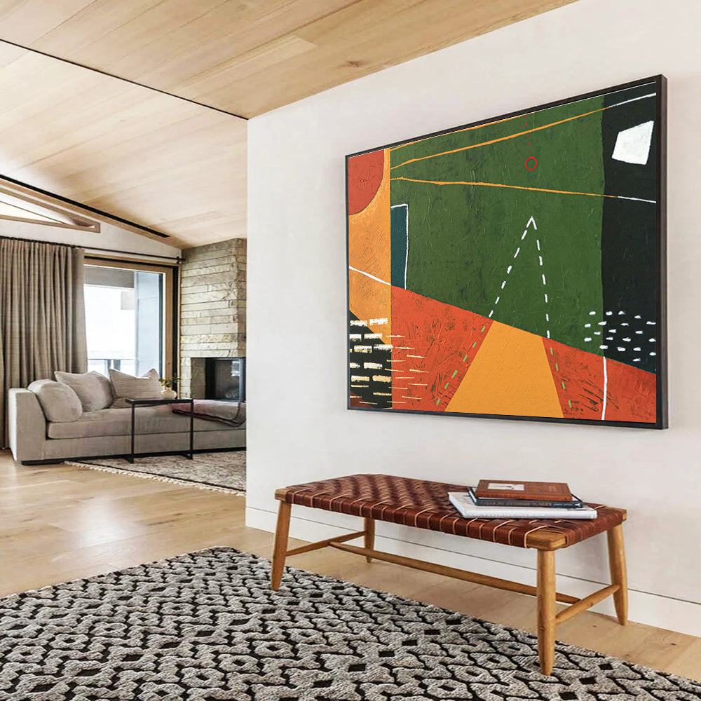 Red - Green Geometric Abstract for Eclectic Game Room DLZ2942