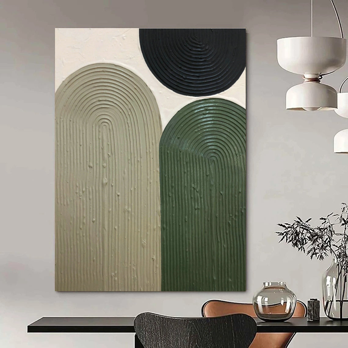 Green - Brown - Black Relief Art for Rustic Home Entrance & Garden - Themed Café DLZ1173