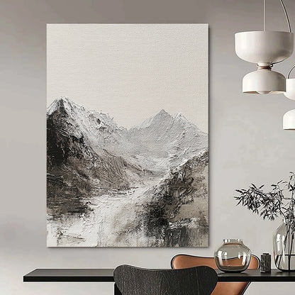 Monochromatic Mountain Landscape for Rustic Cabin & Black - and - White Themed Study STSC642