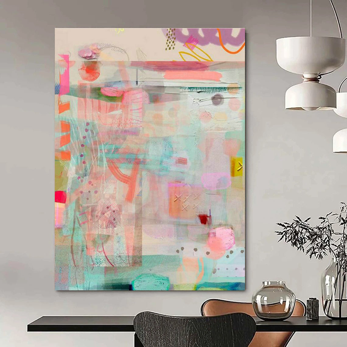 Fresh Collage Abstract Art for Beach House Bedroom Accent Walls DLZ0089