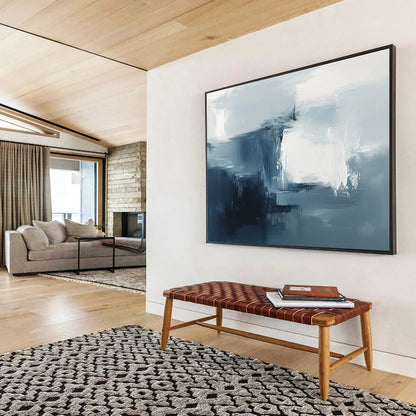 Blue - Gray Abstract Mist Art for Coastal Bedroom & Minimalist Spa SC232