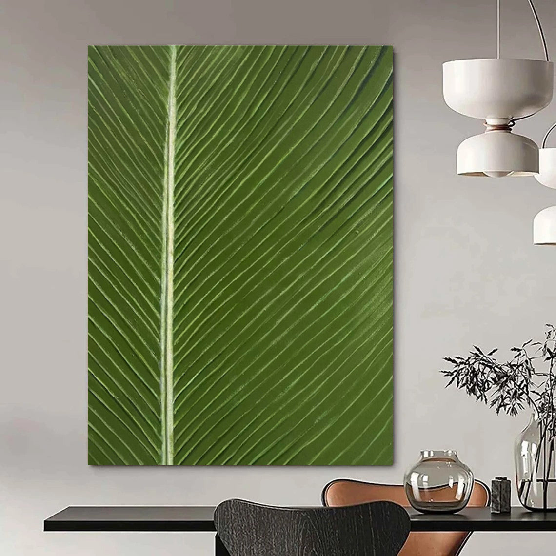 Green Leaf Veins Realistic Art for Garden House & Yoga Studio DLZ0585
