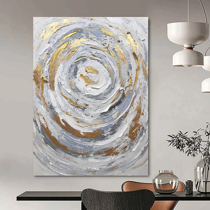 Silver - Gold Swirl Abstract Painting for Art Deco Living Room & High - End Spa DLZ1293