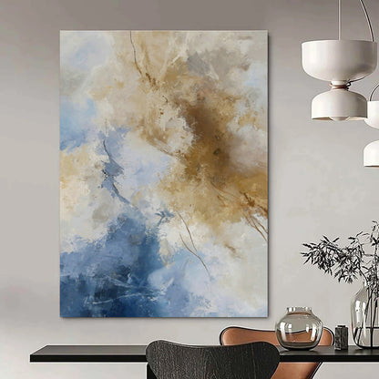 Blue & Brown Abstract Cloud Art for Beach House Living Room & Art Gallery Corridor DLZ1027
