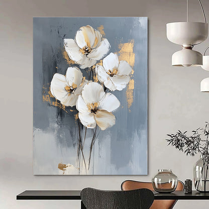 Gray Background White Flowers for Modern Living Room & Sophisticated Office STSC511