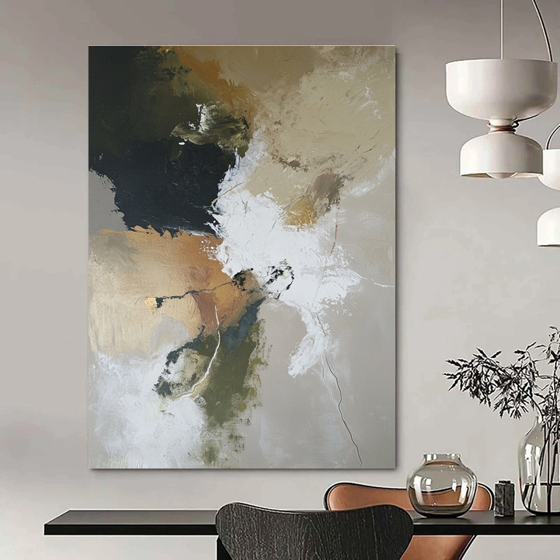 Neutral Tones Abstract for Timeless Home Library & Modern Office STSC254