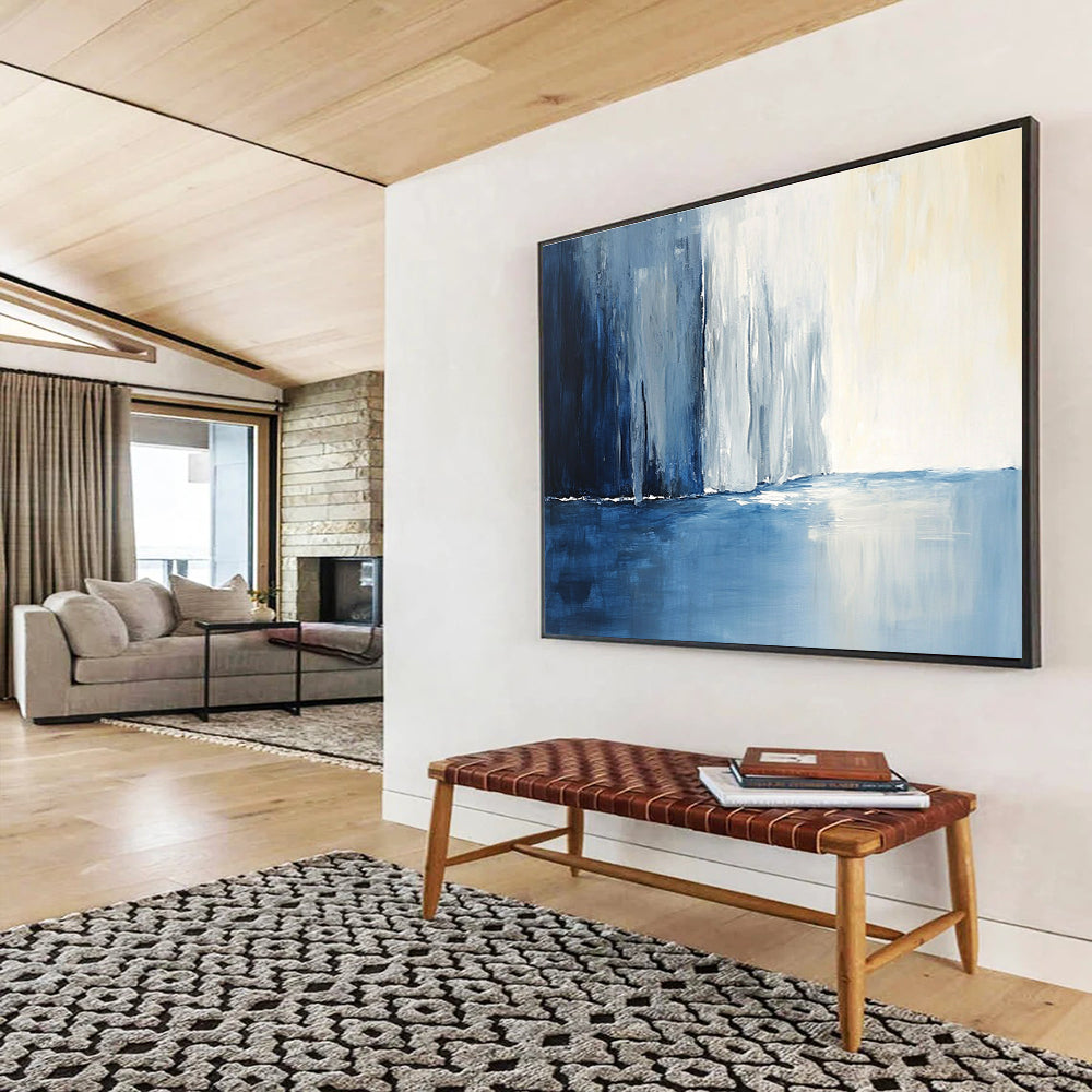 Blue - Toned Abstract Landscape Art for Lakeside Resort & Serene Bedroom SC045