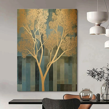 Gold Tree Abstract Art for Modern Home Entrance & Corporate Wellness Area DLZ1709