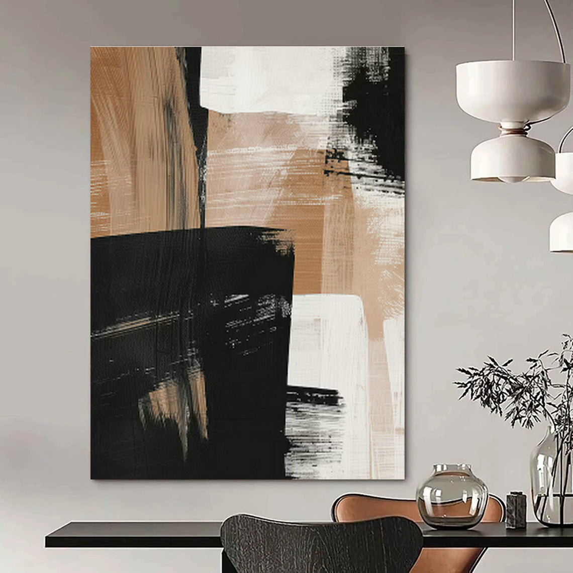 Brown - Black Abstract Painting for Industrial - Style Loft & Corporate Boardroom DLZ0659