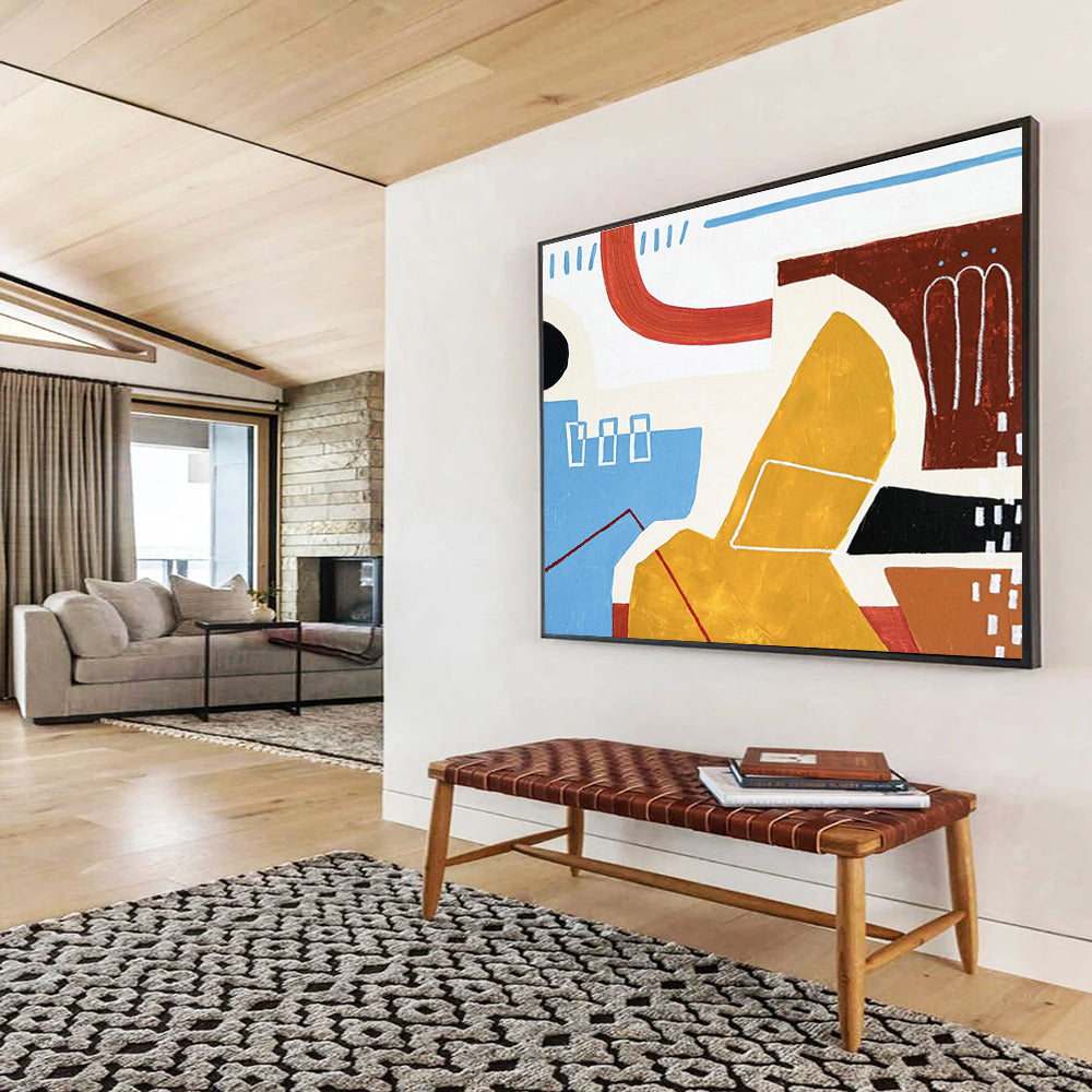 Blue - Yellow Geometric Abstract for Contemporary Bank Lounge DLZ2950